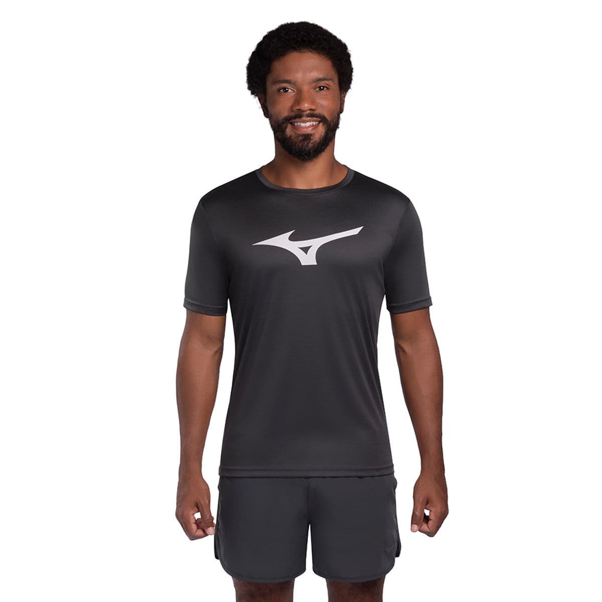Camiseta de Corrida Masculina Mizuno Run Spark G Cinza
