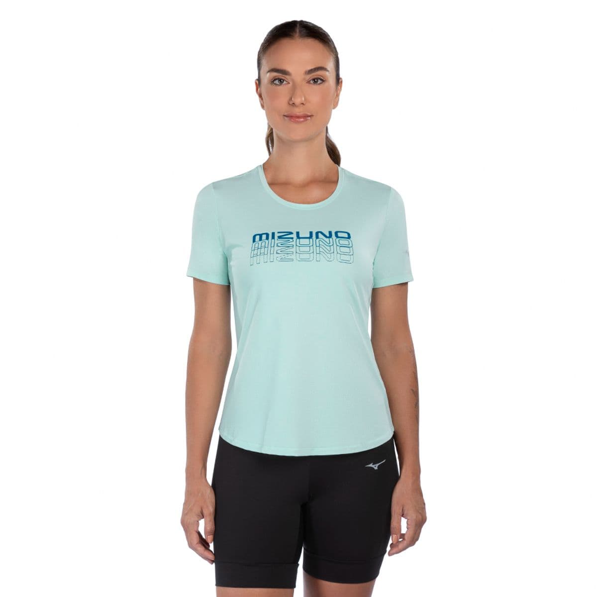 Camiseta de Corrida Feminina Mizuno Focus Stamp P Azul