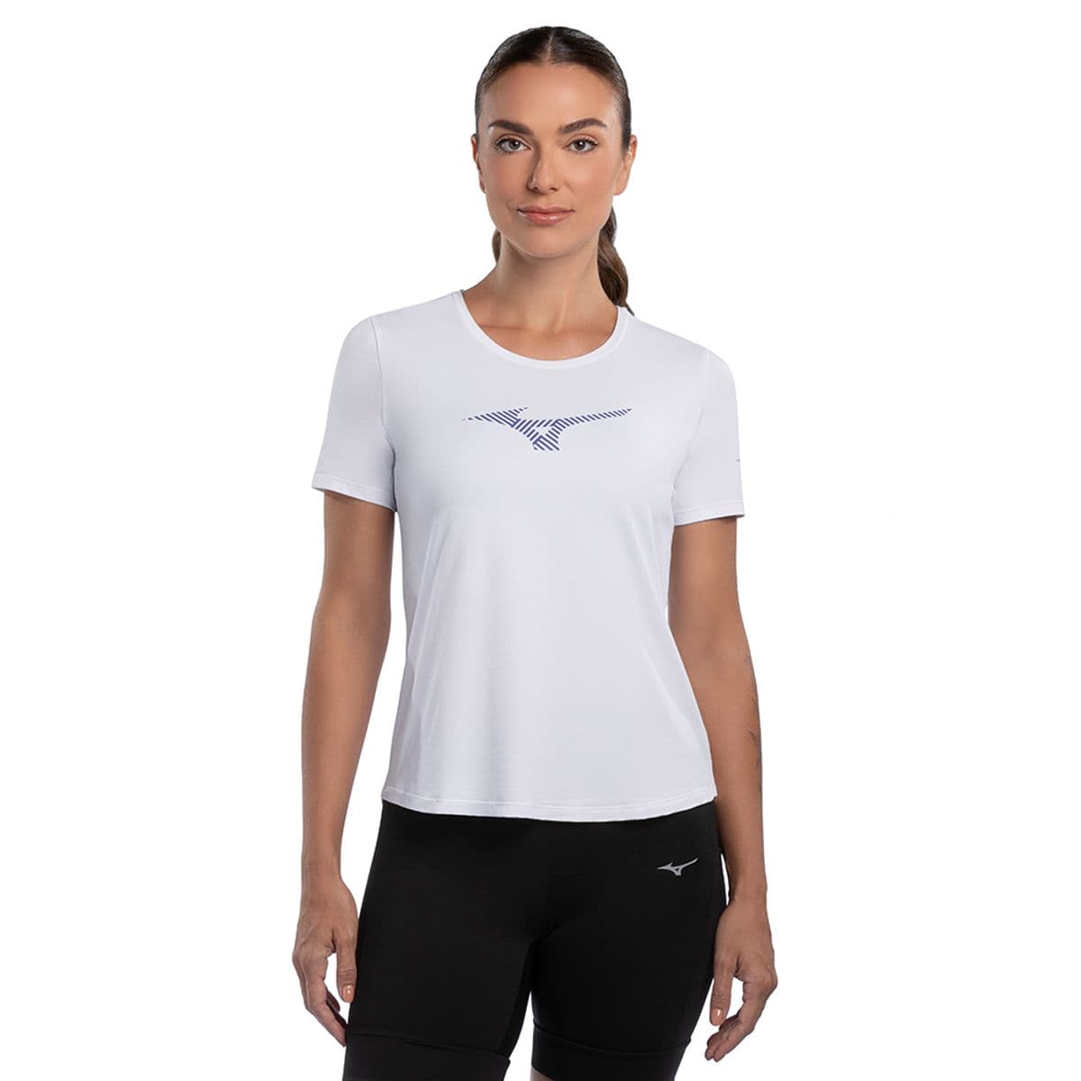 Camiseta de Corrida Feminina Mizuno Focus Stamp GG Branco