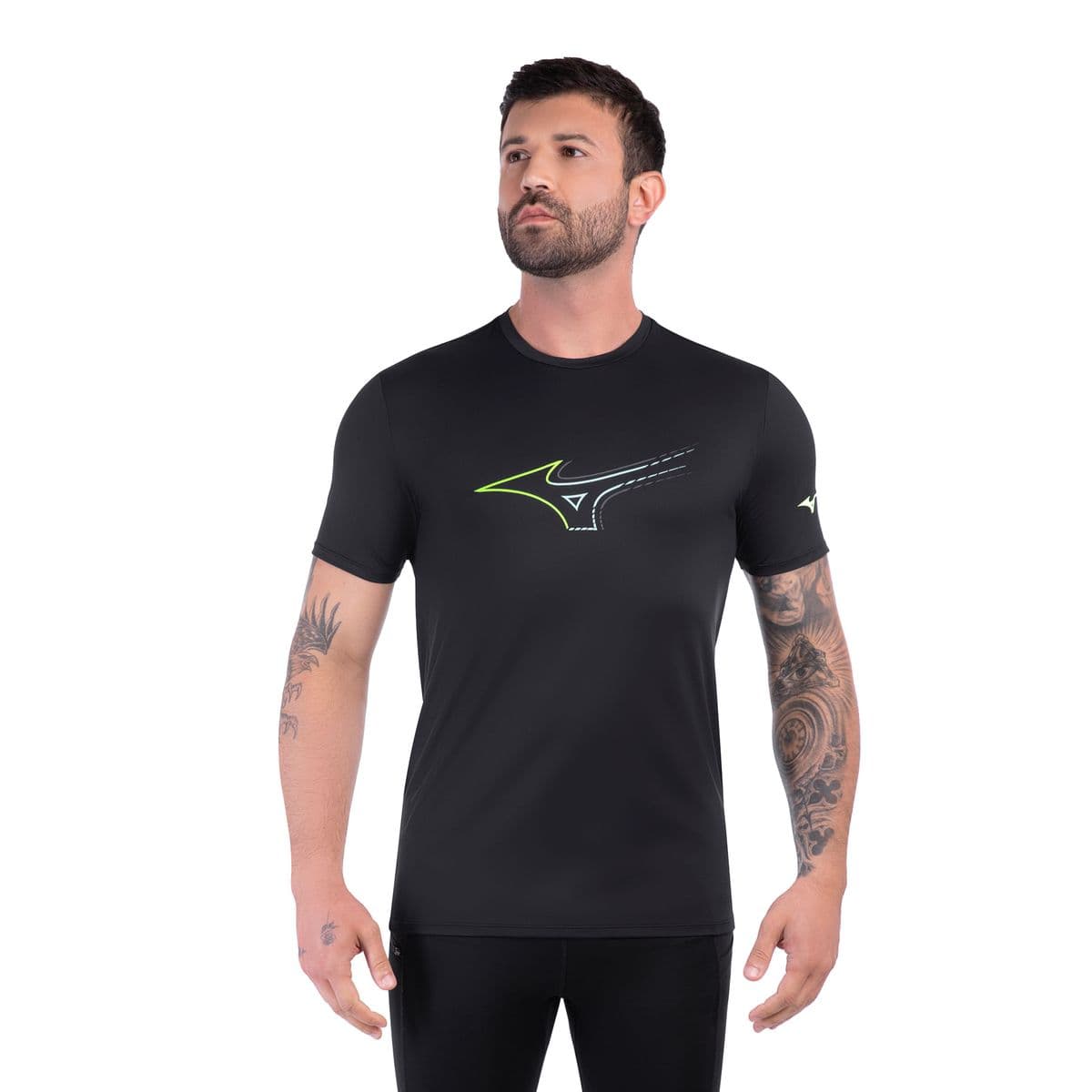 Camiseta de Corrida Mizuno Focus Stamp 2 Masculina P Preto