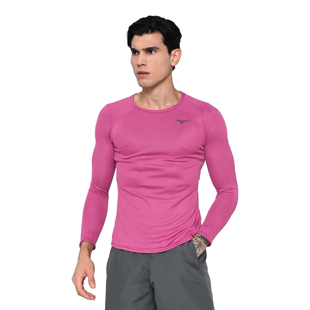 Camiseta de Treino Mizuno Two Loops 88 LS Masculina P Rosa