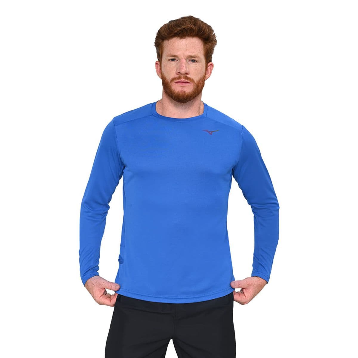 Camiseta de Treino Mizuno Two Loops 88 LS Masculina G Azul