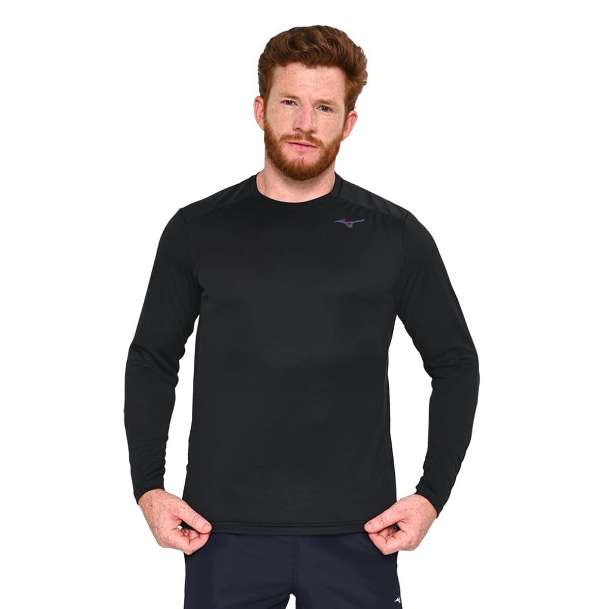 Camiseta de Treino Mizuno Two Loops 88 LS Masculina GG Preto