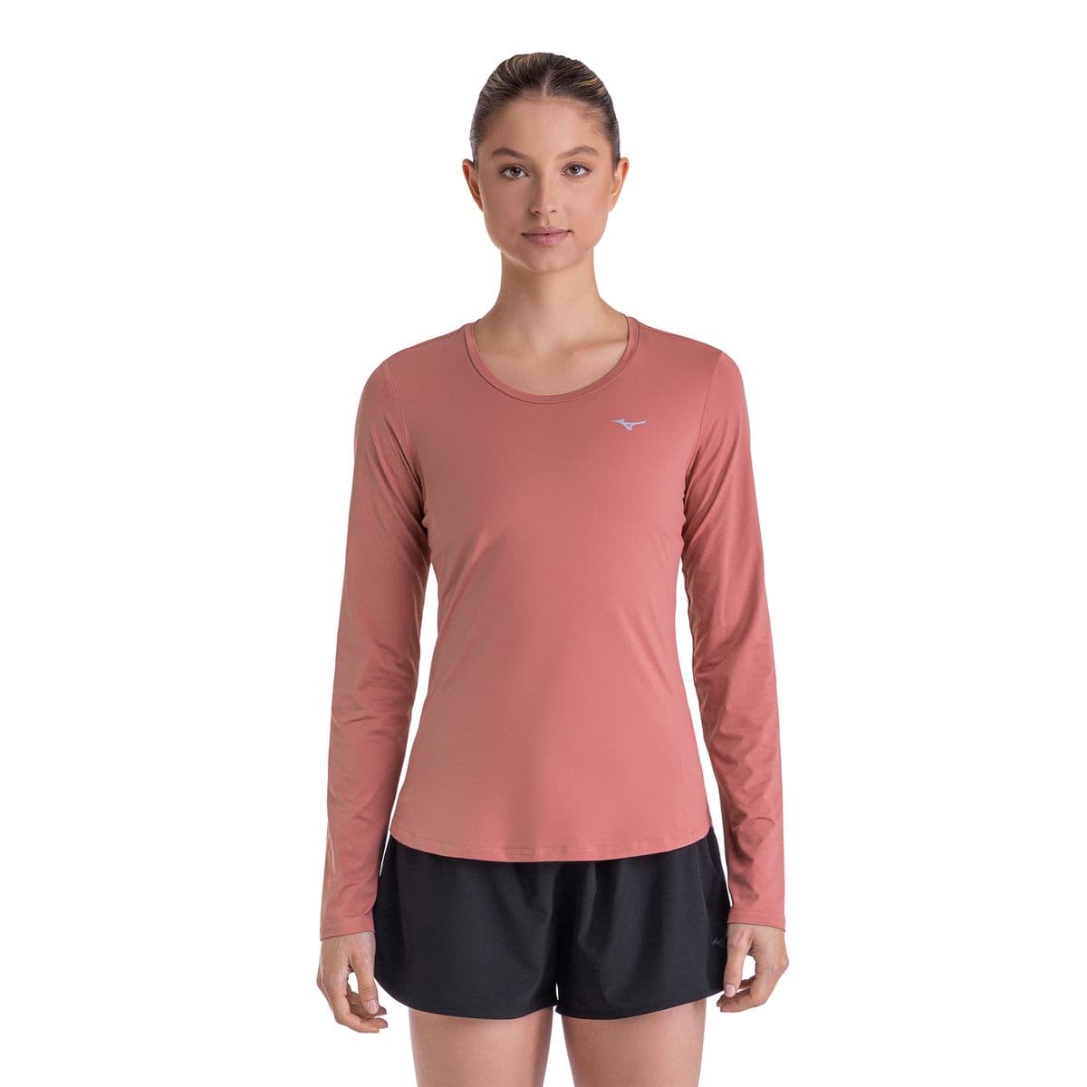 Camiseta Manga Longa de Corrida Mizuno Pro UV +50 P Rosa