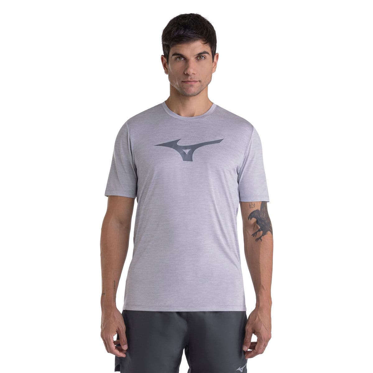 Camiseta de Corrida Mizuno Run Spark Mescla G Cinza