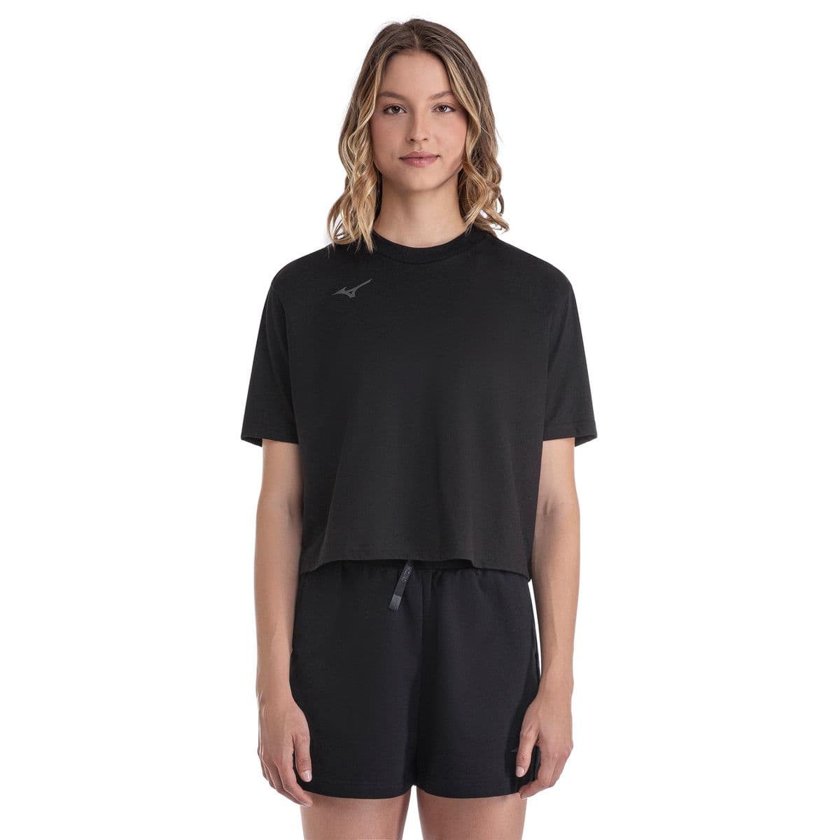 Camiseta Cropped Mizuno 3 Feminina G Preto