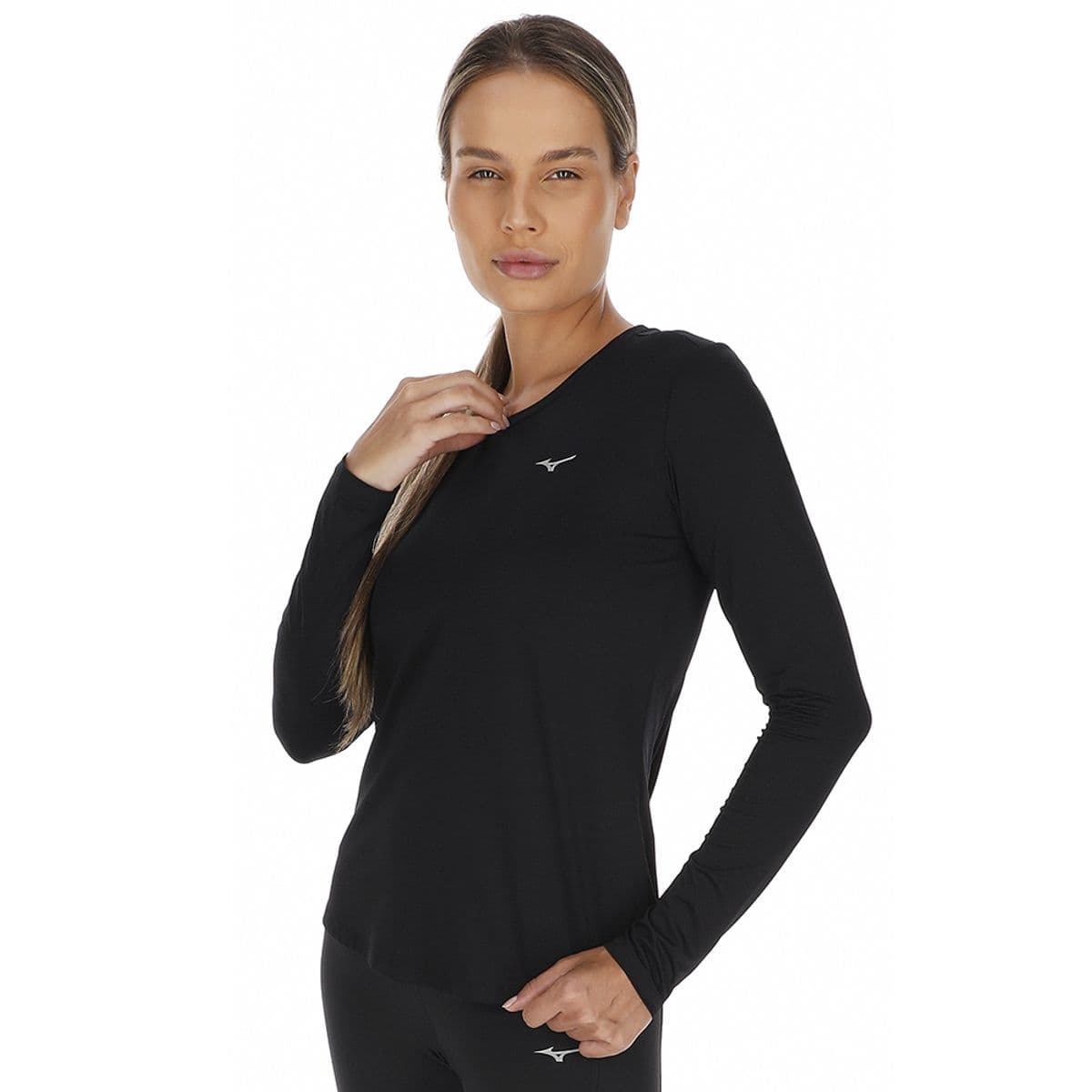 Camiseta Manga Longa Mizuno Pro UV Feminina G Preto