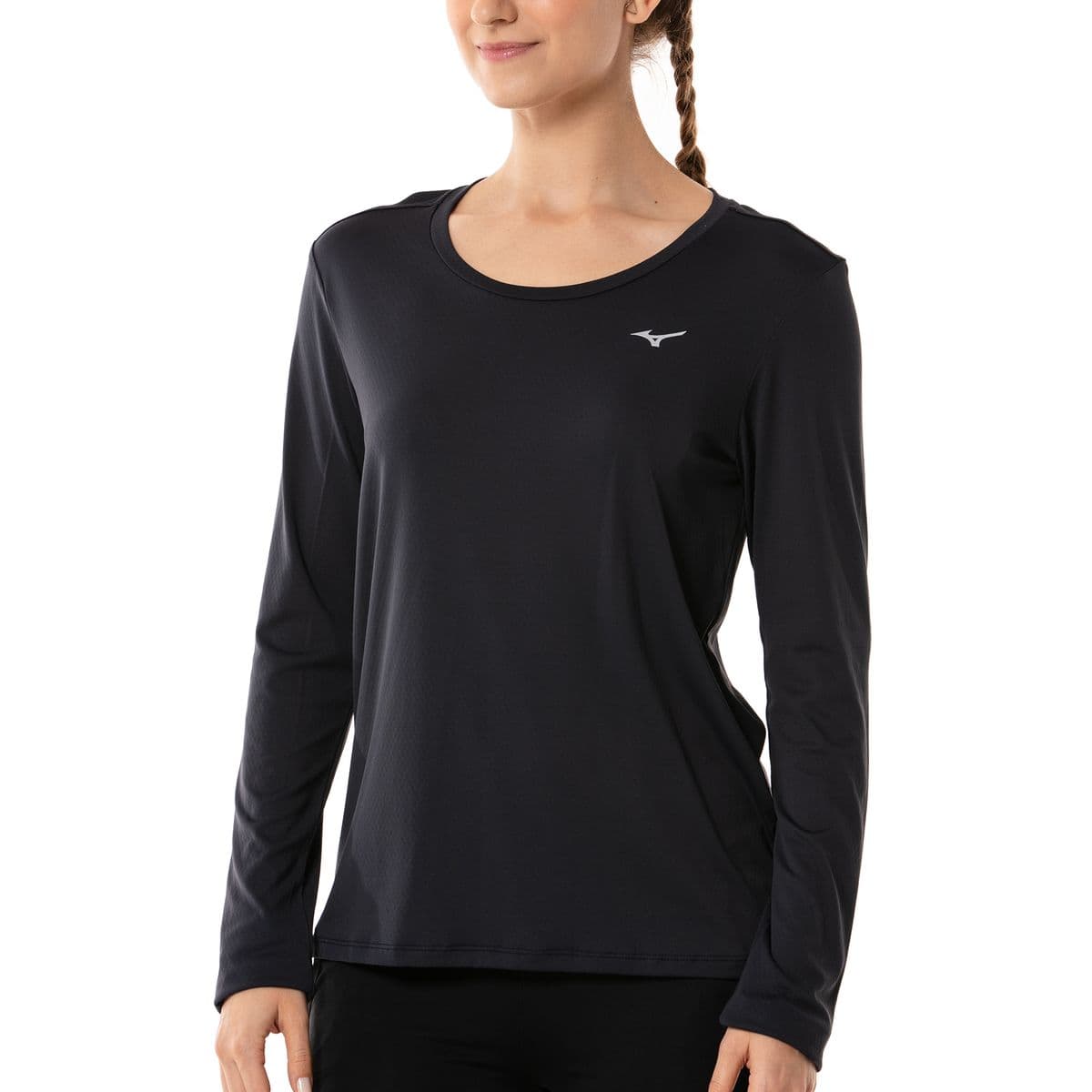 Camiseta Manga Longa de Corrida Feminina Mizuno Nirvana M Preto