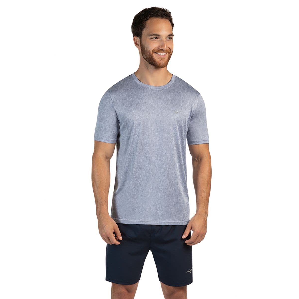 Camiseta de Corrida Masculina Mizuno Run Spark 2 Mescla M Cinza