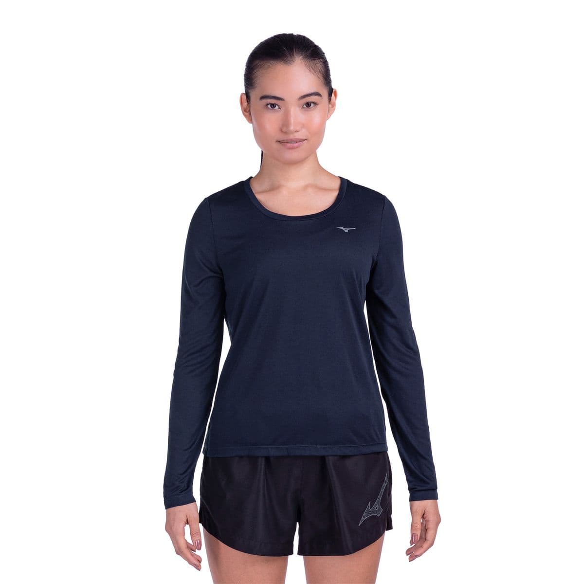 Camiseta de Corrida Manga Longa Mizuno Nirvana Feminina GG Azul
