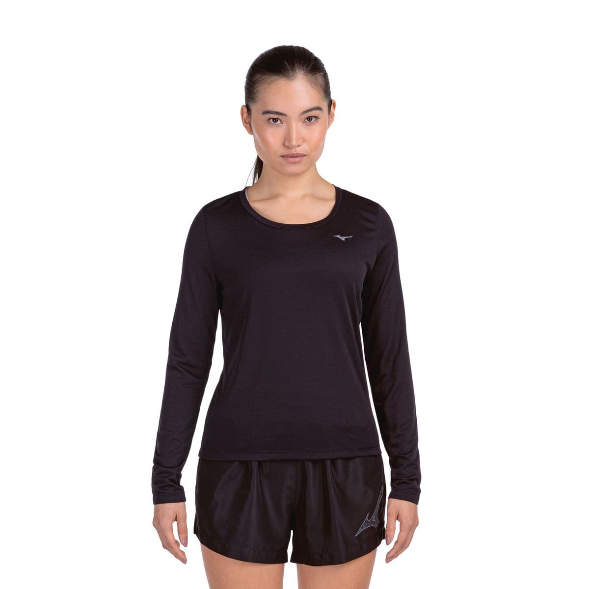 Camiseta de Corrida Manga Longa Mizuno Nirvana Feminina P Preto