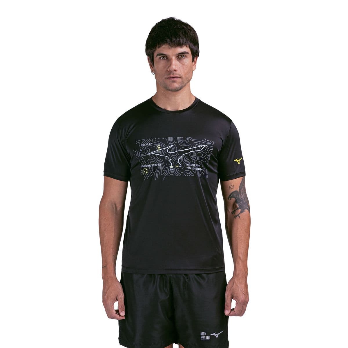 Camiseta de Corrida Mizuno Focus Stamp Masculina GG Preto
