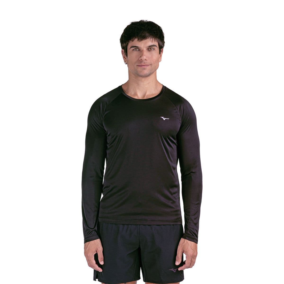 Camiseta Manga Longa de Corrida Mizuno Pro UV 2 Masculina M Preto