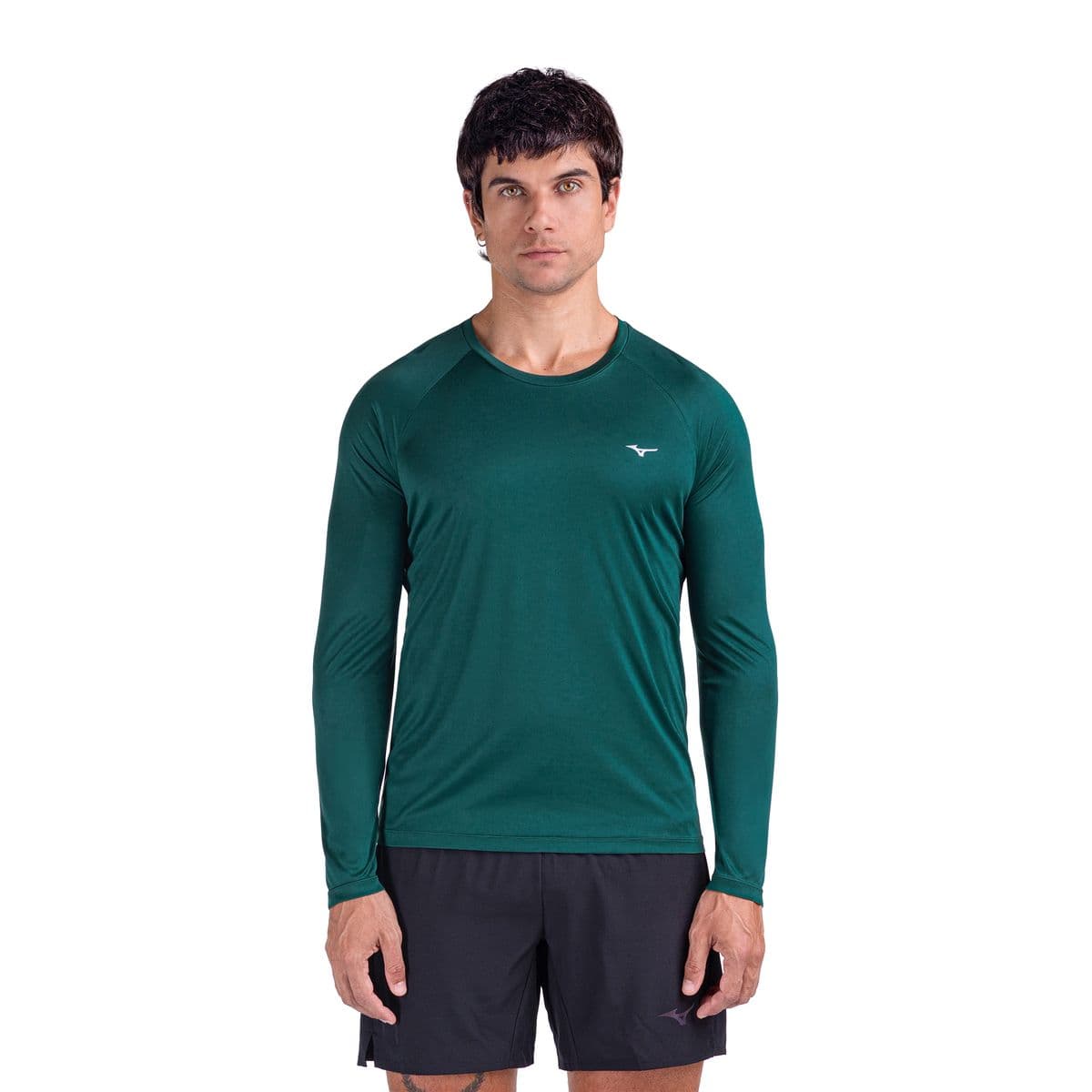 Camiseta Manga Longa de Corrida Mizuno Pro UV 2 Masculina M Verde