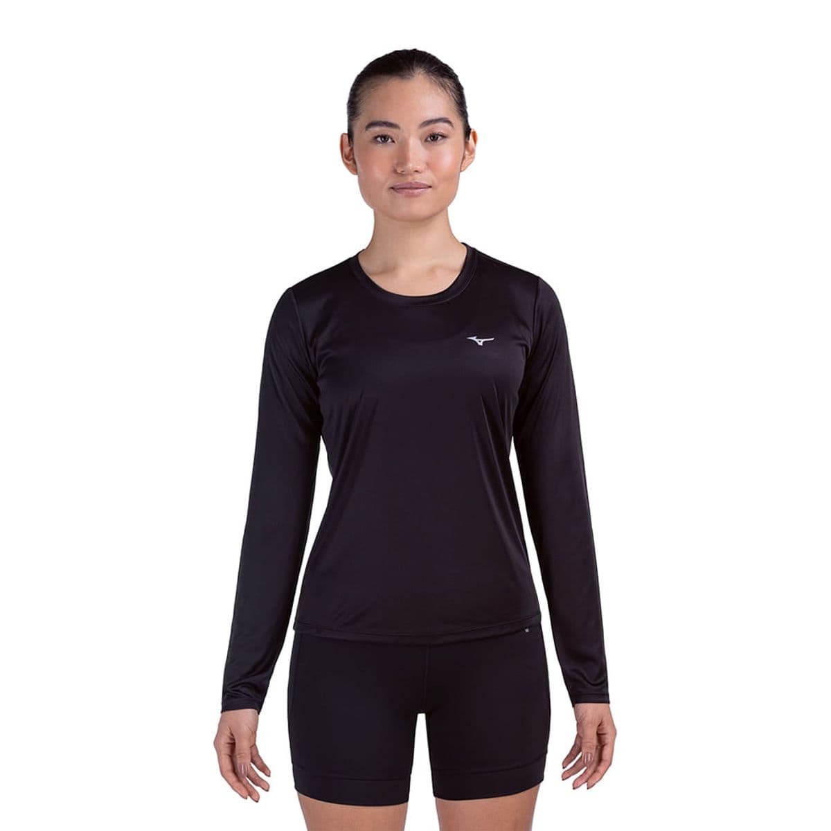 Camiseta Manga Longa de Corrida Mizuno Pro UV Feminina G Preto