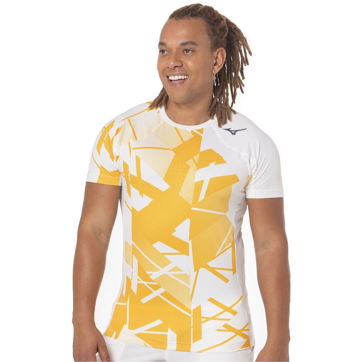 Camiseta de Tennis Mizuno Daybreakers Shadow Masculina GG Branco