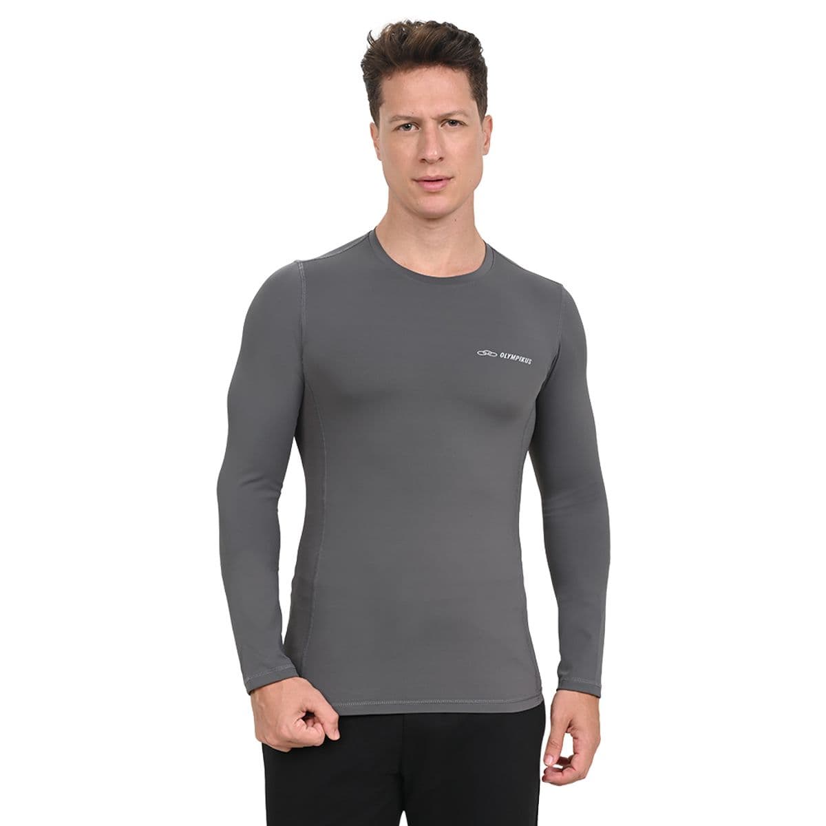 Camiseta Manga Longa Flex Compression Olympikus Masculina P Cinza