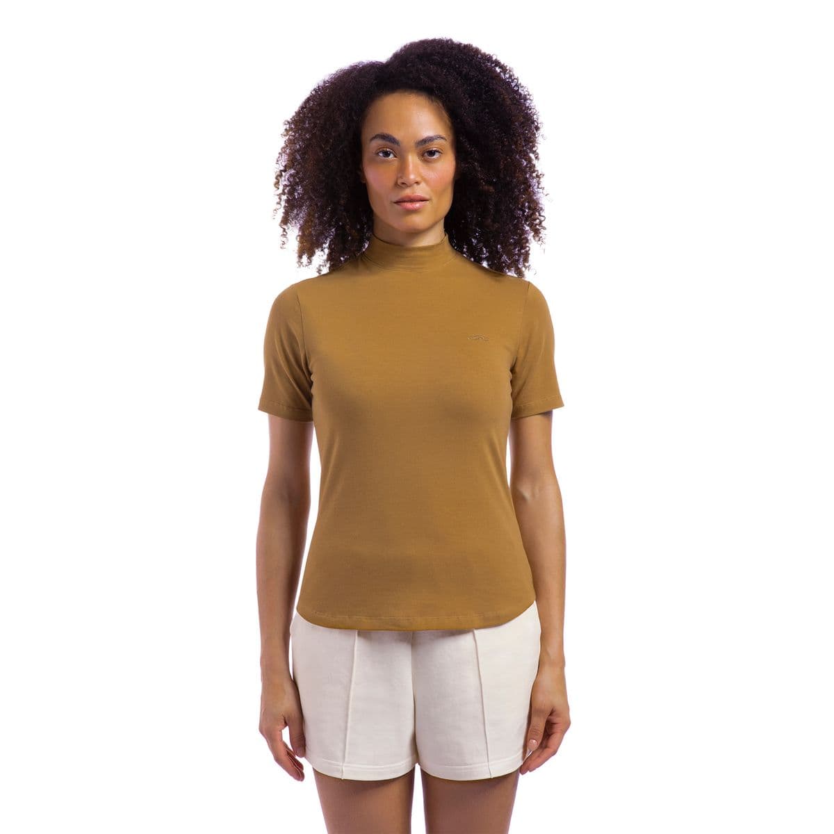 Camiseta Olympikus Comfy Gola Alta Feminina GG Marrom