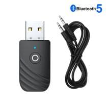 Adaptador 3em1 Usb Bluetooth 5.0 c/ Botão Receptor Transmiter Musica P2 Automotivo - SANCAI