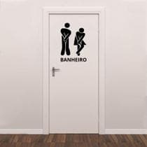 Adesivo Porta Banheiro Unissex Homem e Mulher Decoração Divertida - Kanto Store