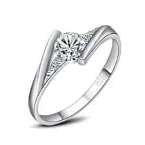 Anel de Prata 925 com Zircônia - Anel Vintage Feminino para Noivado e Casamento