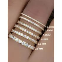 Anel Feminino De Prata Esterlina 925 Com Zircônia 1.4MM 1.6MM 1.8MM Joia Fina Para Noivado E - NONE