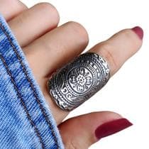 Anel Feminino Prata 925 Estilo Indiano Mandala Grande - Anels Joalheria