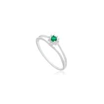Anel Feminino Prata 925 Solitário Verde Joia de Formatura Elegante - Atraktiva Joias