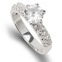 Anel Feminino Solitário Cristal Luxo Noivado Prata 925 - Clara Center Jóias