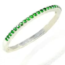 Anel Prata Lei Feminino Pedra Zirconia Verde Meia Aliança - Lojas La&Ny Pratas