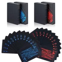 Baralho Preto Plástico Prova D'agua Black Poker Impermeável Dollar Mágica Truco Canastra 54 Cartas - FH