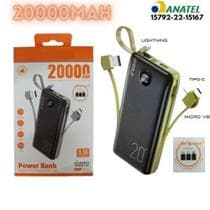 Bateria Portátil 20000mah Power Bank Ios Tipo-C Micro V8 Usb 2 Usb 3.1A - a'gold