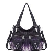 Bolsa Angelkiss Designer Lavada em Couro PU roxo-Z - Angel Kiss