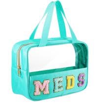 Bolsa de maquiagem Geetery Chenille Letter Nylon Green para mulheres