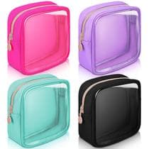 Bolsa de maquiagem Hushee Clear Nylon para mulheres, impermeável, 4 peças