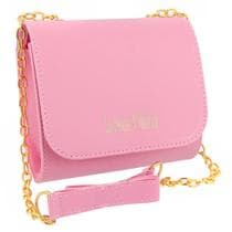 Bolsa Feminina Pequena Alça Corrente Lateral Transversal Tiracolo