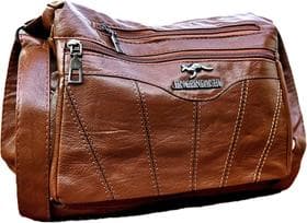 Bolsa Feminina Pequena Tote De Ombro Transversal Elegante Luxo Couro Pu Marrom
