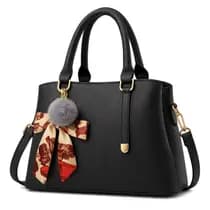 Bolsa Feminina Transversal Couro PU Luxo Grande Alça Ajustável Zíper Reforçado Design Elegante Social Executiva Alça de Mão Chaveiro Pompom - Carrken