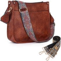 Bolsa tiracolo HKCLUF Trendy Designer Vegan Leather Brown