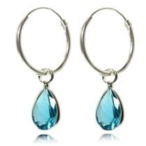 Brinco Argola Pingente Zirconia Azul Prata Legitima 925 - Lojas La&Ny Pratas