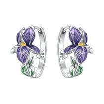 Brincos De Argola Femininos Em Prata Esterlina 925 Com Flores Roxas, Joias Versáteis, Presentes Para - NONE