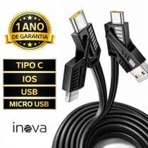 Cabo Carregador 4 EM 1 Turbo USB Tipo C para Lightning e USB para v8 - Inova