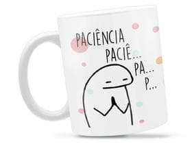 Caneca Flork Paciência Divertida Porcelana Xícara 325ml + Caixa Presente - CanecaRei
