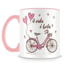 Caneca Personalizada a Vida é Bela - Porcelana Rosa - Amo Canecas