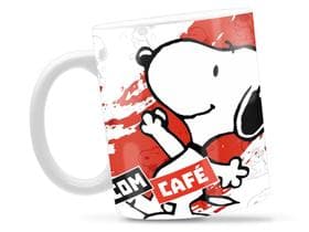 Caneca Snoopy Com Café Divertida Porcelana Xícara 325ml + Caixa Presente - CanecaRei