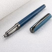 Caneta tinteiro executiva caligrafia azul mescla 0,38mm inox - LUYKE