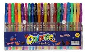 Canetas Coloridas Gel Neon Glitter Estojo Kit 24 Cores - Meimi Amores