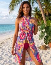 Canga de Praia Tie Dye Versátil com Pingentes Chalaróste MP100023