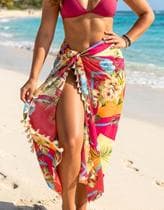 Canga de Praia Tropical com Franja Saída de Praia - Chalaróste