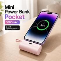 Carregador Mini Power Bank 10000mAh Bateria Auxiliar Sem Fio 2em1 Carregador Portátil - TechFone